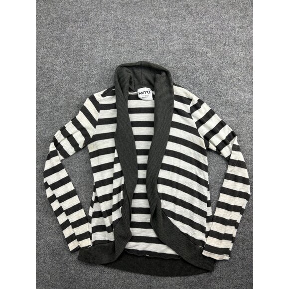 Kirra Cardigan Women's Medium Black White Stripe Open Front Sweater USA Made - Picture 1 of 8